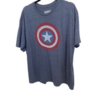 Marvel Comics Short Sleeve Faded Blue Captain America Tee T-Shirt Size XXL